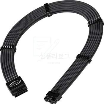 강원전자 PCI E 5.0 12VHPWR 연장 슬리빙 케이블 0.3m 블랙 모듈러케이블