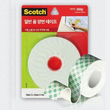 3M 176XAI64 양면테이프 다용도 흰색 폼 양면 테이프 12mmx4m