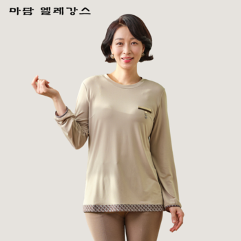 체크 배색 라운드 블라우스 K241BL01_베이지