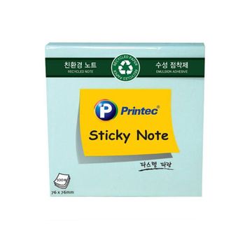 파스텔파랑 노트 점착메모지 프린텍 76x76100매 3개 스티키 수첩