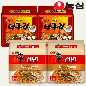농심 농심 신라면 건면 멀티팩 (97gx5) x 2개 + 얼큰한 너구리 멀티팩 (120gX5) x 2개