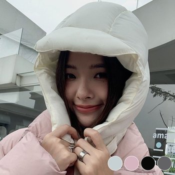 겨울비니 여성 머리 목을 따뜻하게 보호해주는 페이크 패딩후드