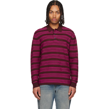 Wales Bonner 버건디   핑크 더 빌리 니트 폴로 셔츠 MA25KN39 WO08 352 WOOL VIS