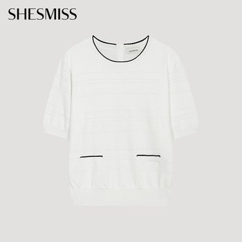 펀칭 포켓 반팔 니트_SSKPOO21140_OW