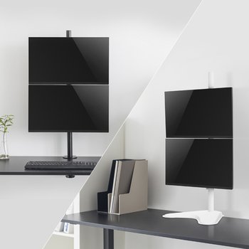 마운트뷰 벽면 밀착 상하 세로형 듀얼 모니터암 주식모니터 32인치 거치대 수직 위아래 거치대