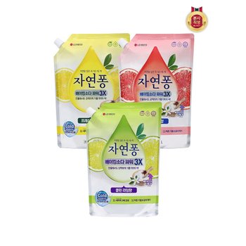 자연퐁 베이킹소다파워 3X 리필 1L x 3개 (자몽/레몬/라임 택1)