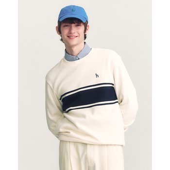 [24FW] [스테디셀러] 크림 컬러배색 면 긴팔티셔츠 WHTS4D345CR