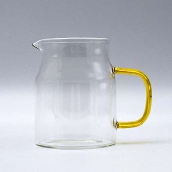 마카 유리컵 내열 저그 손잡이 옐로우 600ml 내열유리컵 물컵 유리글래스 글라스잔