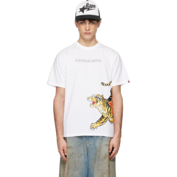 베이프 화이트 타이거 앤 드래곤 티셔츠 001TEK701008L TP839481551