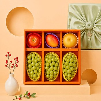 [지정일출고][보자기동봉] 정성가득 3.2kg(샤인3개+사과1개+배1개+애플망고1) 과일 선물세트[SSG상품권 증정이벤트]