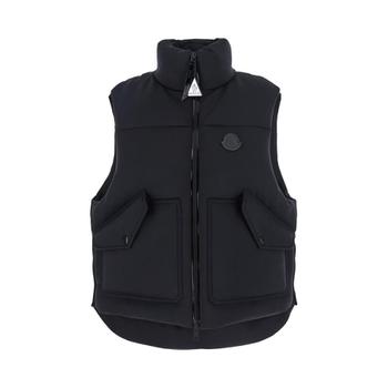 MONCLER GENIUS Otis Black High Neck Vest with Logo Patch on the Chest in Tech Fabric Woman