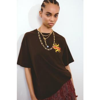 H&M 오버사이즈 프린트 티셔츠 다크 브라운/Pacha 1314589004
