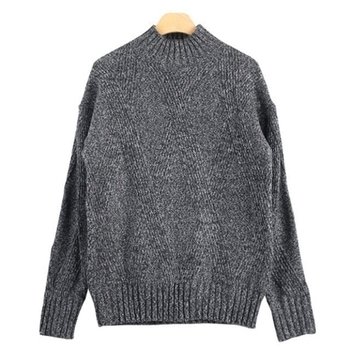 남자 반폴라 니트티-블랙 목티 터틀넥 (WDD2F21)