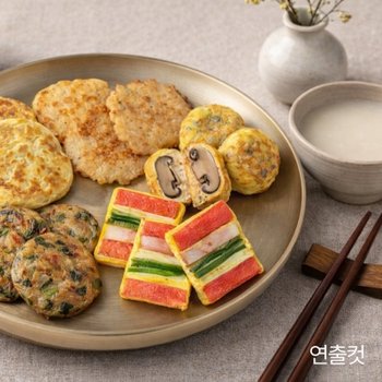 쿡생 프리미엄모듬전660g(육전,양배추전,표고튀김,유채전,오미산적)
