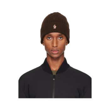 몽클레어 비니 브라운 울 골지 니트 비니 242826M138006