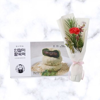 카네이션 레드 한송이+인절미팥쑥떡 어버이날 스승의날 감사 존경 은혜 축하 생신 기념일 선물 꽃배달