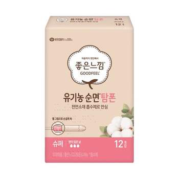 좋은느낌 탐폰 유기농 순면 흡수체 슈퍼 12개입 좋은느낌탐폰 유기농탐폰 순면탐폰 슈퍼탐폰
