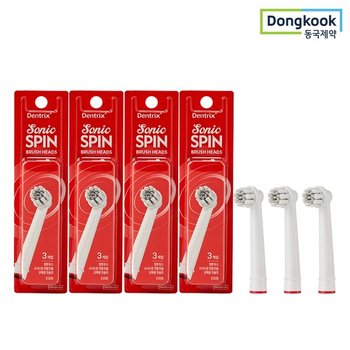 덴트릭스 소닉스핀 전동칫솔 교체용 칫솔모 3P 4개