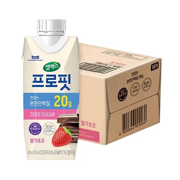 셀렉스 프로핏 완전단백질 딸기초코 드링크 250ml 18입 (1박스)