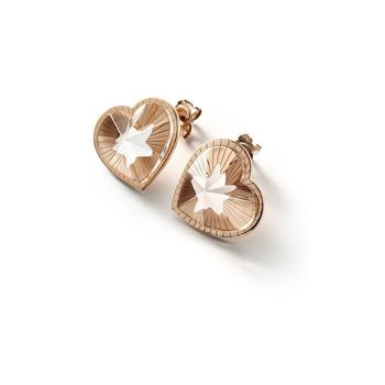 Baccarat 우먼 18K 골드 Plated 온 Sterling Silver 핑크 크리스탈 하트 귀걸이 2812895 704344