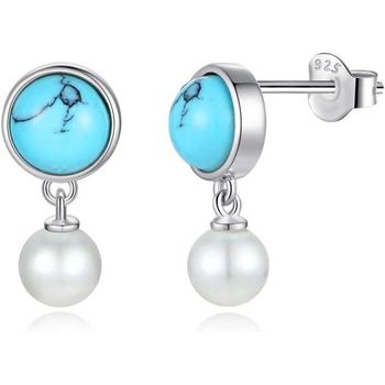 [해외] FANCIME 귀걸이 터쿼이즈 목걸이 쉘 펄 진주 2개 하와이안 주얼리 파워 스톤 실버 액세서리 크리