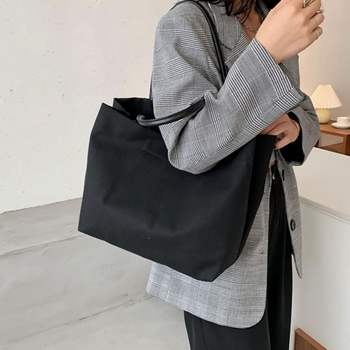 여자 OID962Y5 데일리 스트릿 기본 무지 캔버스 가방 숄더백