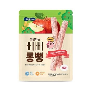 [유로메디] 베베쿡 처음먹는 배배롱뻥 사과 STEP 1 30g 유아 아기 쌀과자 퍼프