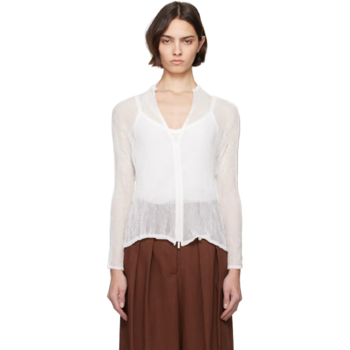 25 FW 이세이 미야케 화이트 쉬폰 트위스트 BK WT 56 블라우스 252809F10700