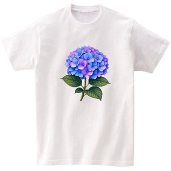 반팔티 남녀공용 꽃 식물 수국 리얼 아트 그래픽 AI 생성이미지