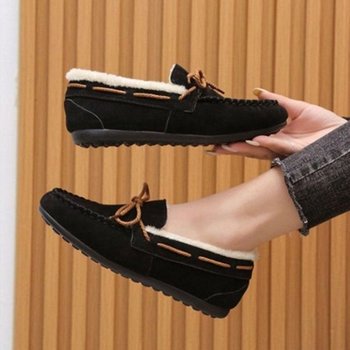 털안감 스웨이드 윈터 플랫 여성 따뜻 모카신 방한로 플랫슈즈 여성플랫슈즈 털신발 여자플랫