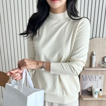 베이직 ASEL0069 트렌디한 베이직 레븐 하프넥 니트 올데이