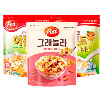 포스트 아몬드후레이크620gx2개+그래놀라크랜베리570g