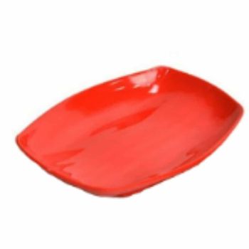 사각타원 빨강색 접시 4호 한식뷔페 멜라민 식기