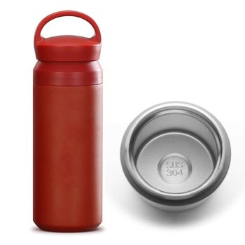 탐블러 350ml 스텐 텀블러 레드 물샘방지 보온 보냉 손잡이