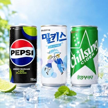 롯데칠성음료 펩시 제로 밀키스 칠성사이다 190ml 10개씩 3종 총 30개 소캔 음료