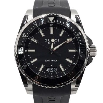 [중고] 구찌 45mm 스틸 러버 밴드 다이버 쿼츠 시계 YA136204 152314517