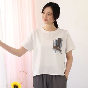 [웬디즈갤러리]엣지 배색 라운드 반팔티셔츠 RTS114