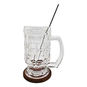 MZ세대하이볼컵 400ml 원목받침컵세트 티스푼 원목디자인 MZ세대