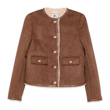 [해외배송] 세미꾸띄르 라운드넥 버튼 포켓 퍼 트림 재킷 S5WT20 T56 1