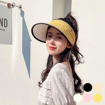 고품질 브로치 베이직 큐빅 패턴 썬캡 올데이 햇빛 차단 모자 (WFI0XOI)