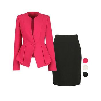 SET 여성 88까지 러플 정장자켓+정장스커트 세트_P346585563