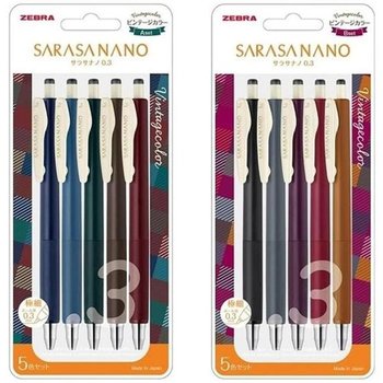 [JHQ8PP46_55]사라사나노 지브라볼펜 빈티지 0.3mm 5색