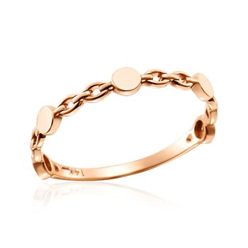 [비앤비골드] 18K 플랫 원형볼 링크 고리 체인 반지 SRS42124