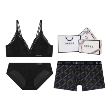 게스언더웨어  모던 레이스 아웃밴드 브라렛 남여 커플속옷세트  