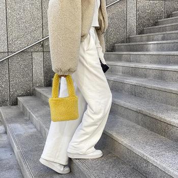 아트박스/라이니 파스텔 양털 뽀글이 미니 토트백 ba-60267c