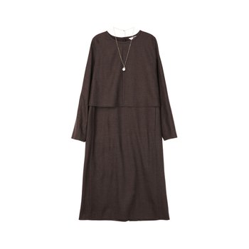 [25FW] [목걸이 SET][High Wool Blend] 와인 투피스 셋업 스타일 울 긴팔원피스 DLDR5D904D2