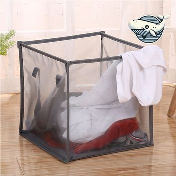접이식 메쉬 빨래 바구니 이동식 세탁 보관함