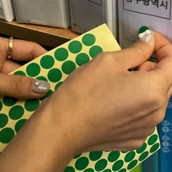 ( )15장 초록 13mm 미니 원형 스티커 동그라미 원 스티커 표시 투표 출석 체크 라벨 컬러