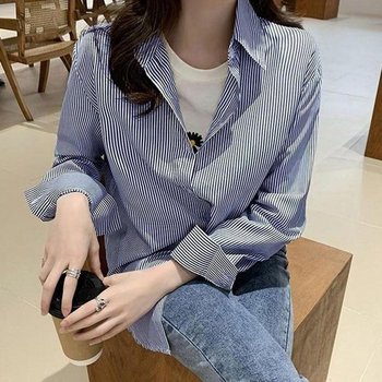 [SW75235]셔츠 여성셔츠 얇은 스트라이프 블라우스 (37956451)