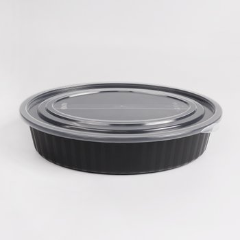 [BW] 사출 타원 찜용기 해물찜 갈비찜 포장 PP용기 (대) 검정 / 뚜껑포함 100세트